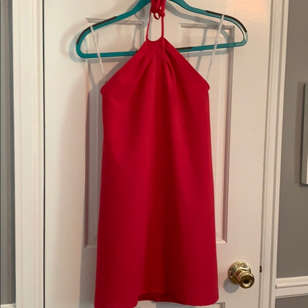 Hot pink mini dress with open back